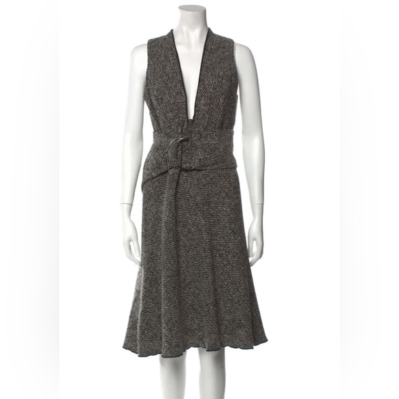 Marisa Minicucci Belted Virgin Wool A-Line Dress - Beautiful wide belt included - Picture 1 of 3